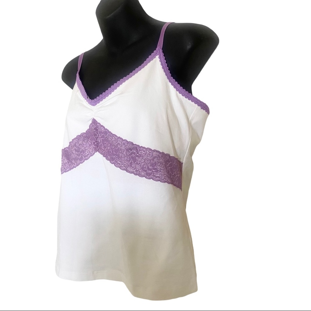 Moda International White & Purple Lace Bralette Tank Top - Picture 2 of 10